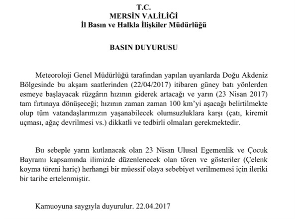 Mersin Fırtına Uyarısı